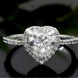 2ct Certified Diamond Heart Silver 925 Ring